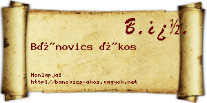 Bánovics Ákos névjegykártya